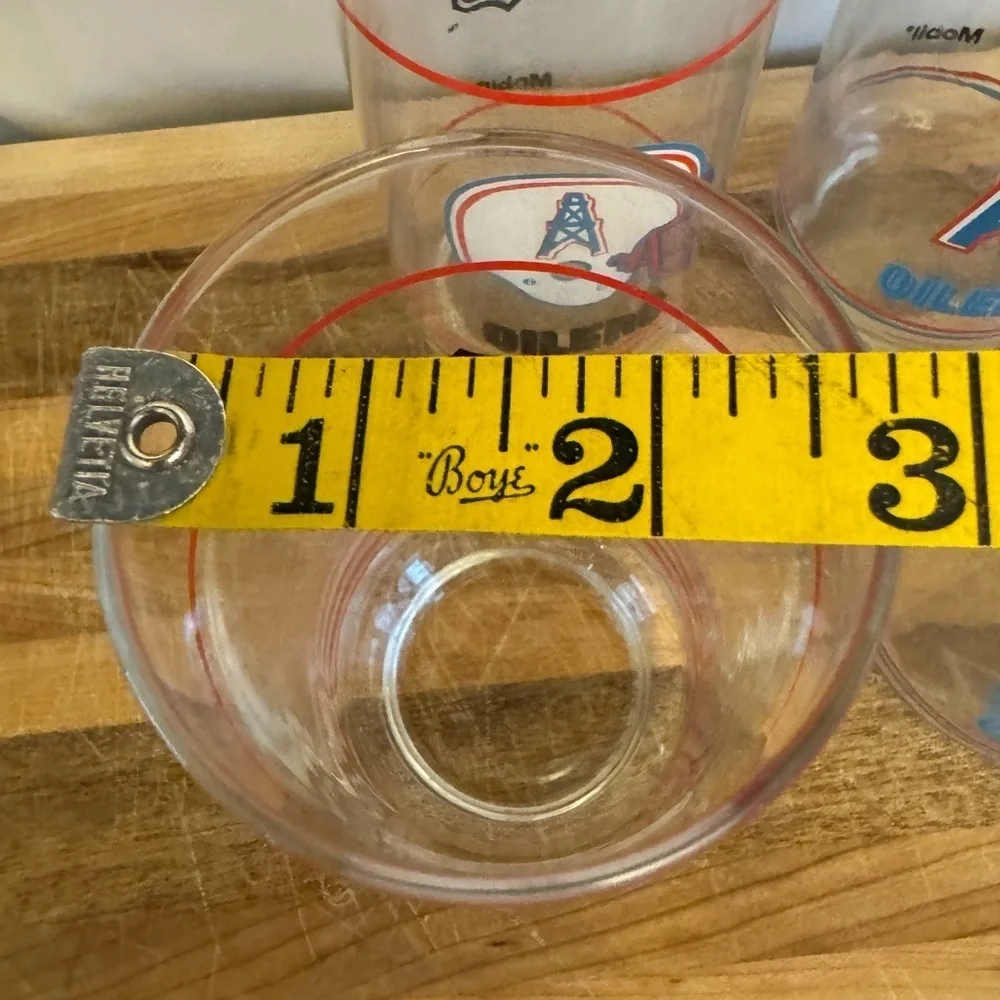 Houston Oilers NFL Football Vintage 80’s Mobil Oil Promo Glass Tumblers set of 4